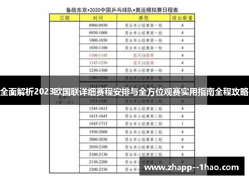 全面解析2023欧国联详细赛程安排与全方位观赛实用指南全程攻略